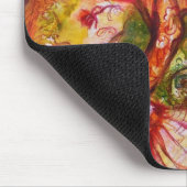 孔雀の羽を持つロマンチックな女性 マウスパッド (コーナー)