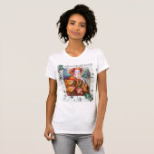 孔雀の羽を持つロマンチックな女性 Tシャツ (正面フル)