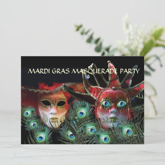 孔雀の羽を有する赤婦人とジェスターマスク 招待状 (スタンド正面)