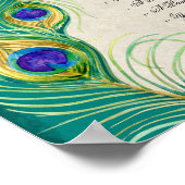 孔雀の羽ウェディングレセプションサイン ポスター (角)