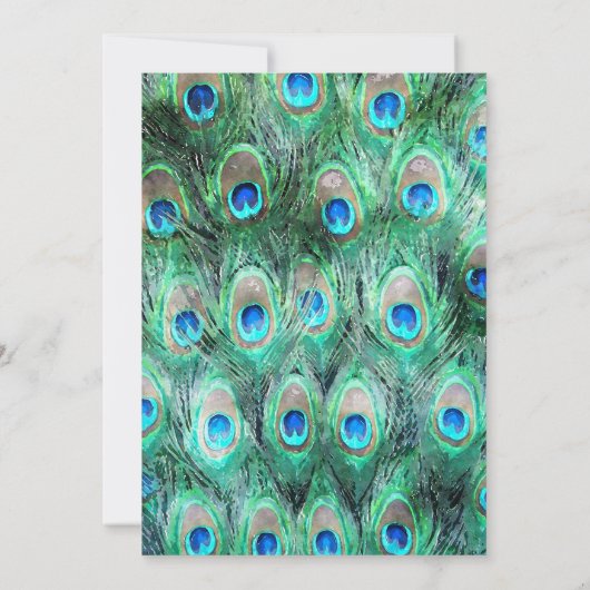 孔雀の羽エキゾチックな水の色の結婚式の招待 招待状 (裏面)