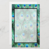 孔雀の羽エキゾチック野生の水の色のパターン 便箋 (正面/裏面)