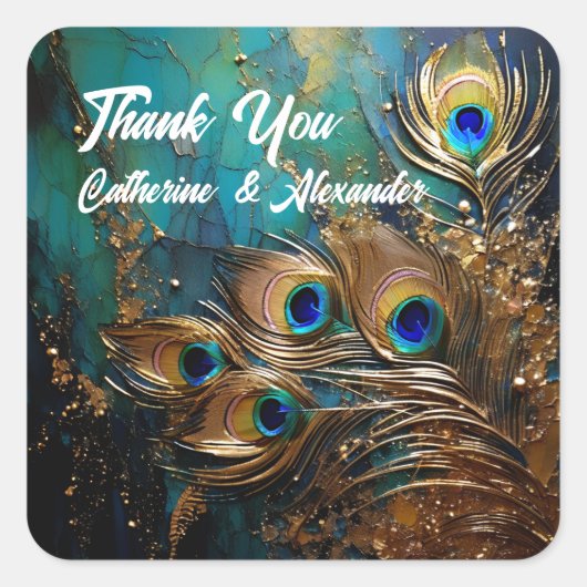 孔雀の羽エレガント根 スクエアシール (正面)