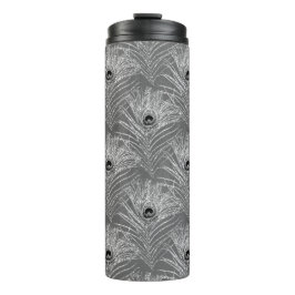 孔雀の羽エレガント銀の灰色のグリッター タンブラー