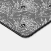 孔雀の羽エレガント銀灰色 デスクマット (コーナー)