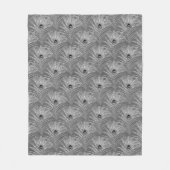 孔雀の羽エレガント銀灰色 フリースブランケット (正面)