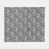 孔雀の羽エレガント銀灰色 フリースブランケット (正面(横))