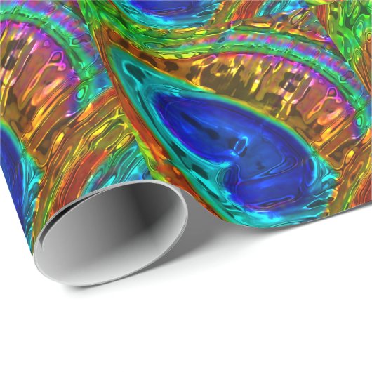 孔雀の羽ガラスアート1ラッピング紙 ラッピングペーパー (ロールコーナー)