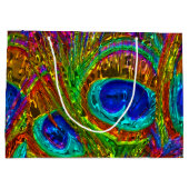 孔雀の羽ガラスアート1 ラージペーパーバッグ (裏面)