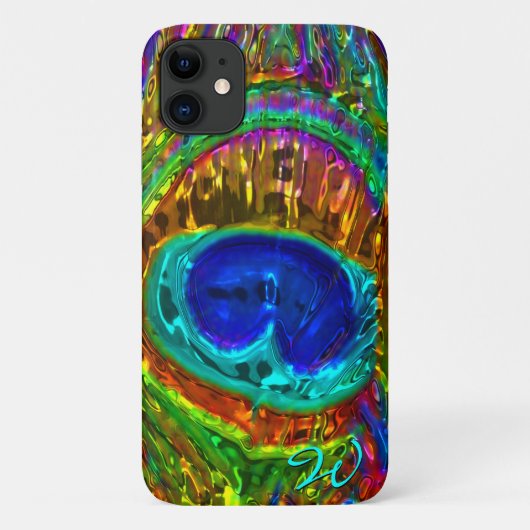 孔雀の羽ガラスアート1 Case-Mate iPhoneケース (裏面)