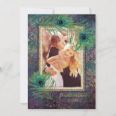 孔雀の羽グリッター紫の写真の日付を保存 セーブザデート (正面)