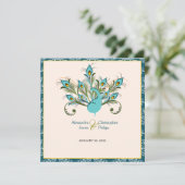 孔雀の羽ダマスクの結婚式 招待状 (スタンド正面)