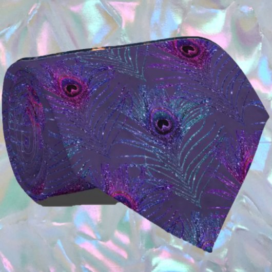 孔雀の羽ネイビーブルーグリッターネックティネック ネクタイ