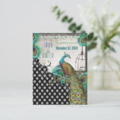 孔雀の羽バードケージ日付を保存 案内ポストカード (スタンド正面)