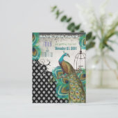 孔雀の羽バードケージ日付を保存 案内ポストカード (スタンド正面)