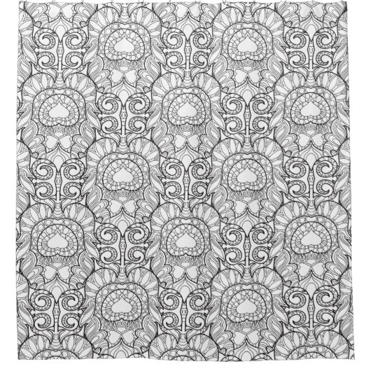 孔雀の羽パターン落書き シャワーカーテン (正面)