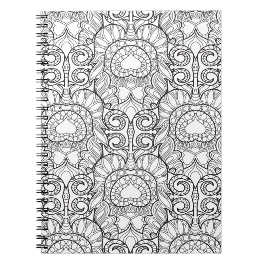 孔雀の羽パターン落書き ノートブック (正面)