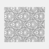 孔雀の羽パターン落書き フリースブランケット (正面(横))