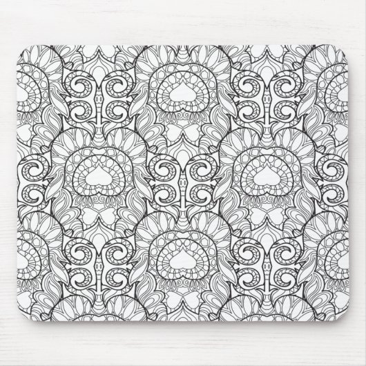 孔雀の羽パターン落書き マウスパッド (正面)