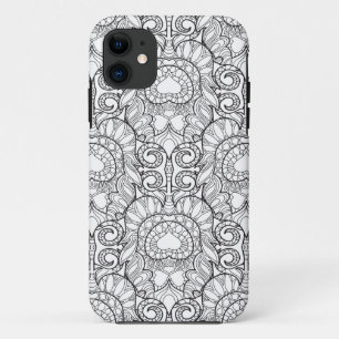 孔雀の羽パターン落書き iPhone 11 ケース
