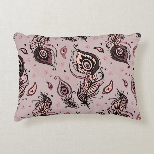 孔雀の羽パターン アクセントクッション (正面)