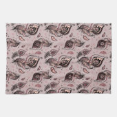 孔雀の羽パターン キッチンタオル (横)