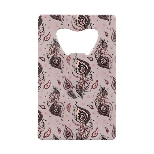 孔雀の羽パターン クレジットカード栓抜き (正面)