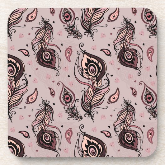 孔雀の羽パターン コースター (正面)