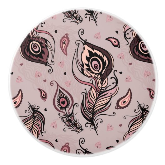 孔雀の羽パターン セラミックノブ (正面)