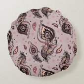 孔雀の羽パターン ラウンドクッション (裏面)