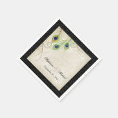 孔雀の羽パーチメントウェディングレセプションデコール スタンダードカクテルナプキン (角)