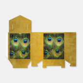 孔雀の羽ブラシ付き金ゴールド優先ボックス フェイバーボックス (折り畳みなし)