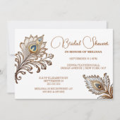 孔雀の羽ヘナインスパイアインディアンブライダル 招待状 (正面)