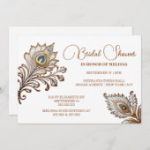 孔雀の羽ヘナインスパイアインディアンブライダル 招待状 (正面/裏面)