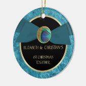 孔雀の羽ボタンの第1クリスマスのオーナメント セラミックオーナメント (左)