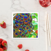 孔雀の羽モザイクのステンドグラス窓 スタンダードカクテルナプキン (インサイチュ)