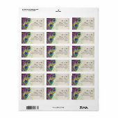 孔雀の羽モダン結婚の一致ラベル ラベル (フルシート)