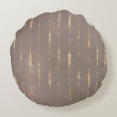 孔雀の羽ヴィンテージパターンティール(緑がかった色)金ゴールド エレガント ラウンドクッション (裏面)