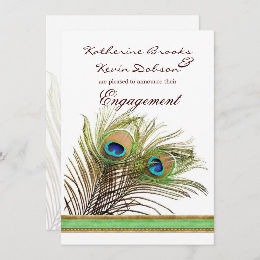 孔雀の羽婚約発表 案内状 (正面/裏面)