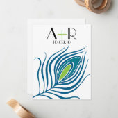 孔雀の羽平らなNotecard ノートカード (正面/裏面インサイチュ)