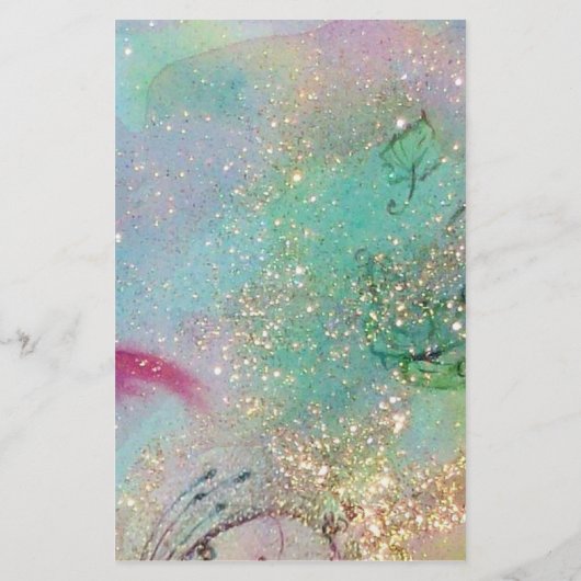 孔雀の羽文具を備えたロマンチックな女性 便箋 (裏面)