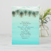 孔雀の羽根とストリングライトのクラシカルな招待状 招待状 (スタンド正面)