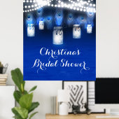 孔雀の羽根とメイソンジャー ライト バナー ポスター (ホームオフィス)