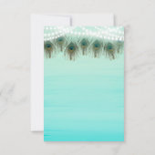 孔雀の羽根とライトの素朴なテーブルナンバーカード 招待状 (裏面)