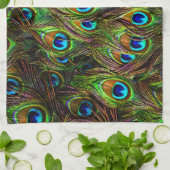 孔雀の羽根の侵入 キッチンタオル (折り畳み)