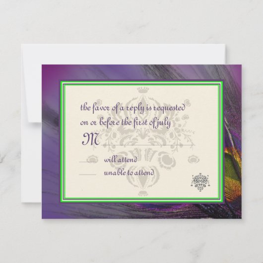 孔雀の羽根の招待状/サイケデリックカラー 出欠カード (裏面)