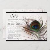 孔雀の羽根の豪華な結婚記念日 招待状 (正面/裏面)