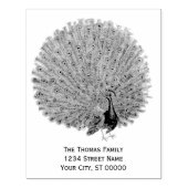 孔雀の羽根を見せびらかす 返送先住所 ラバースタンプ (インプリント)