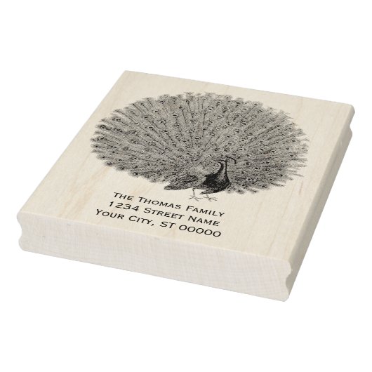 孔雀の羽根を見せびらかす 返送先住所 ラバースタンプ (スタンプ)