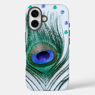 孔雀の羽根宝石 iPhone 16ケース